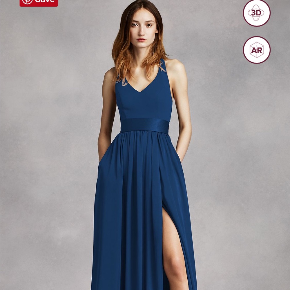 Vera Wang long dress with slit and pockets